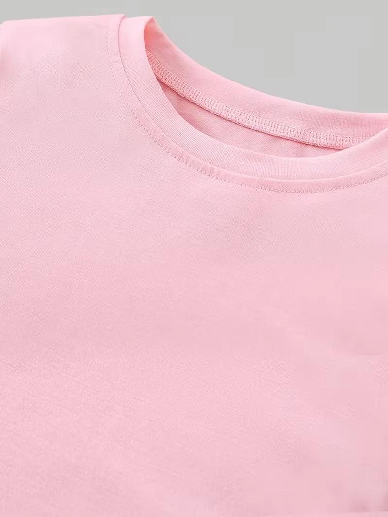Tenue noire et rose stylée pour filles de 4 à 12 ans : T-shirt à manches courtes et pantalon évasé !