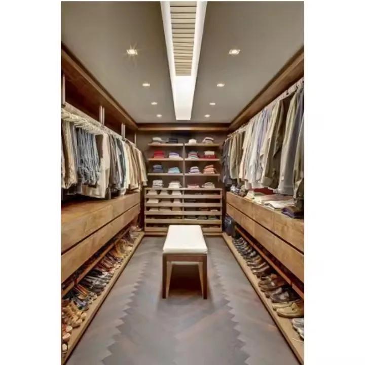 Système de dressing moderne sur mesure, design de garde-robe en bois pour mobilier de dressing