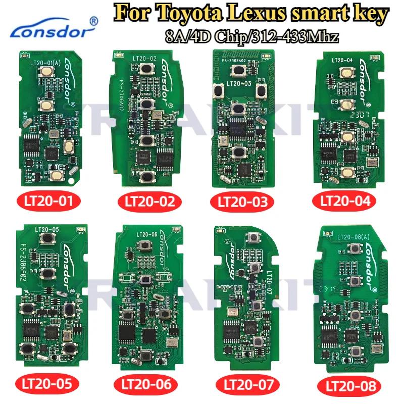 Lonsdor-Clé télécommande intelligente LT20 universelle, pour Toyota, Lexus, Subaru 8A, puce 4D, A433