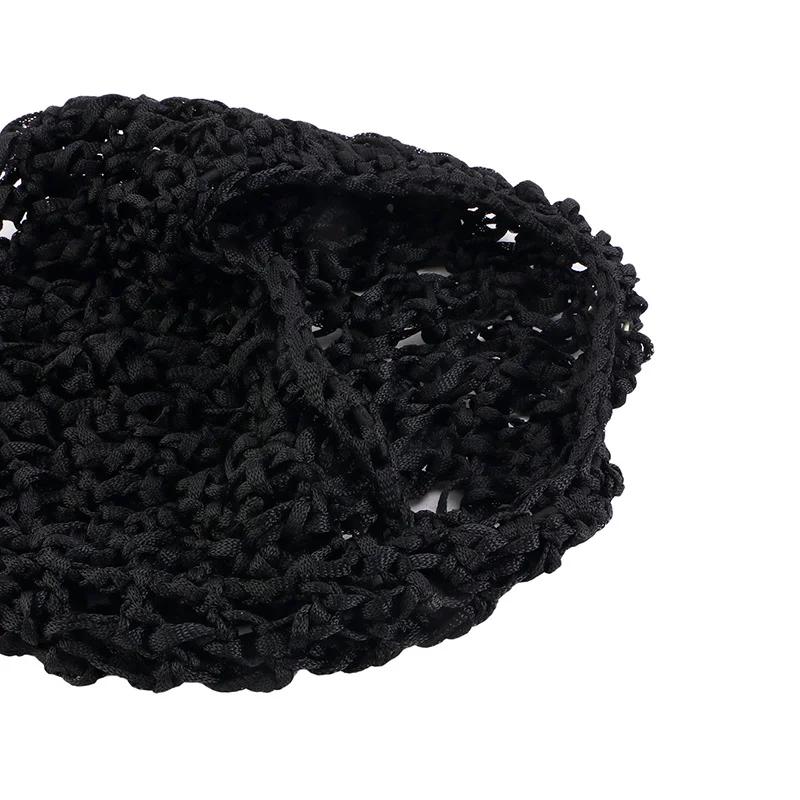Filet à cheveux en maille pour femmes, bonnets de perruque noirs, bonnet au Crochet fait à la main, 