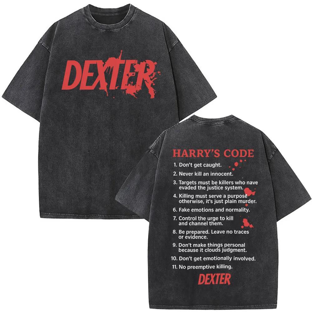 Dexter Morgan Harry's Code Vintage lavé T-shirts hommes femmes vêtements décontracté surdimensionné 