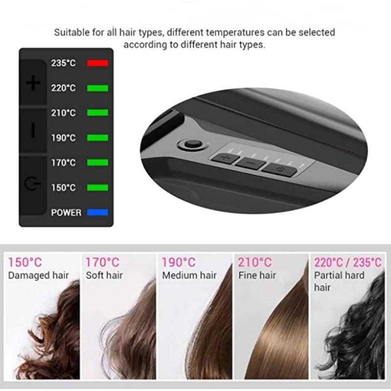 Lisseur de cheveux professionnel à vapeur, soins infrarouges, revêtement en céramique, plaques de 2 