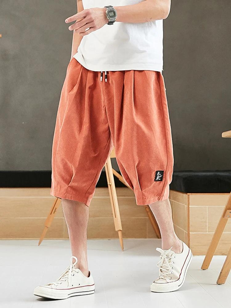 Grande taille été sarouel hommes courts Joggers Style chinois mollet décontracté Baggy pantalon mâle