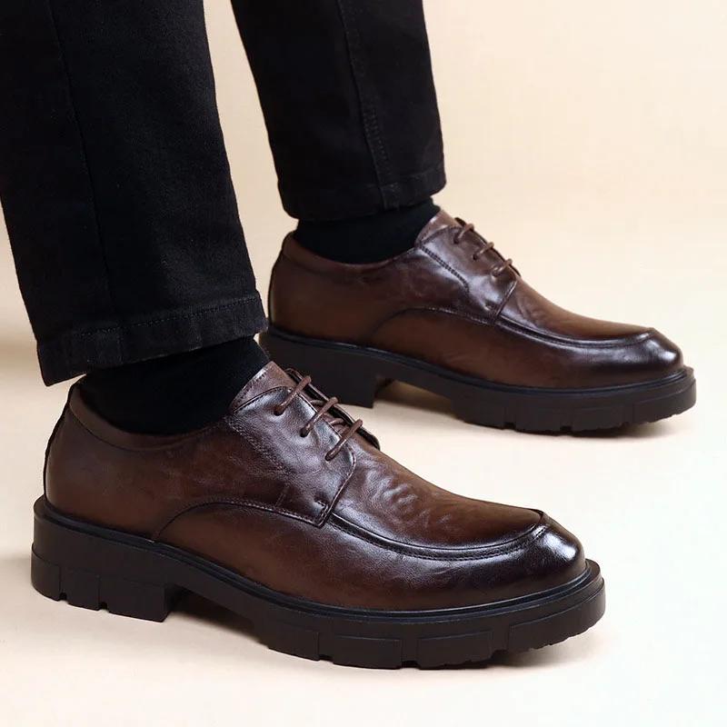 Chaussures en cuir à enfiler pour hommes, chaussures provoqué d'affaires, intérieur invisible, recom
