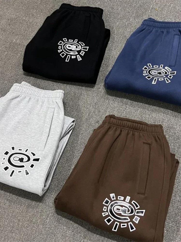 HOUZHOU Vintage graphique polaire pantalons de survêtement femmes décontracté classique gris noir ja