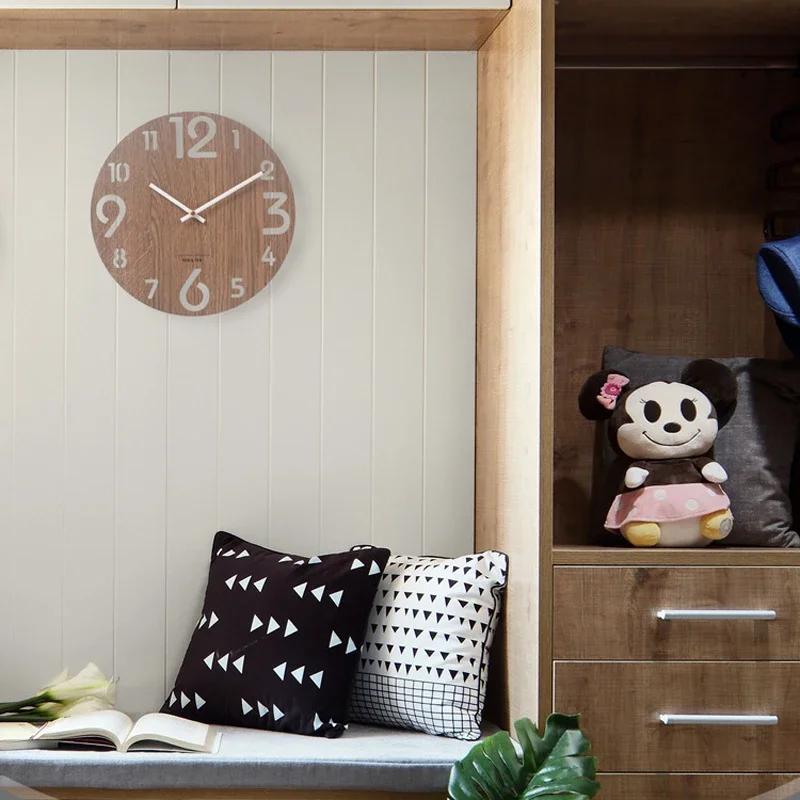 Horloge murale 3D en bois, Design moderne, style nordique, décoration de salon, cuisine, Art creux, 