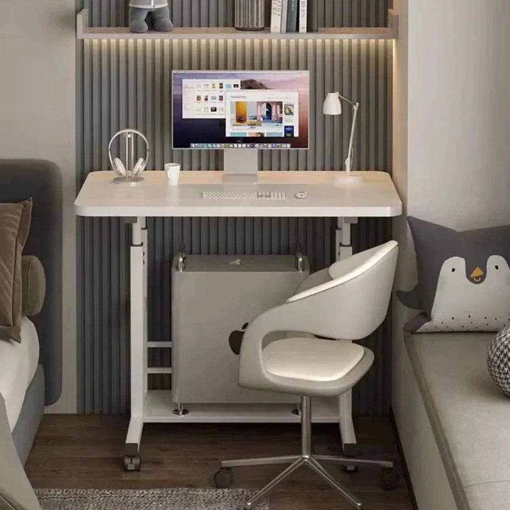 Bureau d'ordinateur Portable réglable Simple avec roulettes, Table de chevet mobile, ascenseur, bure