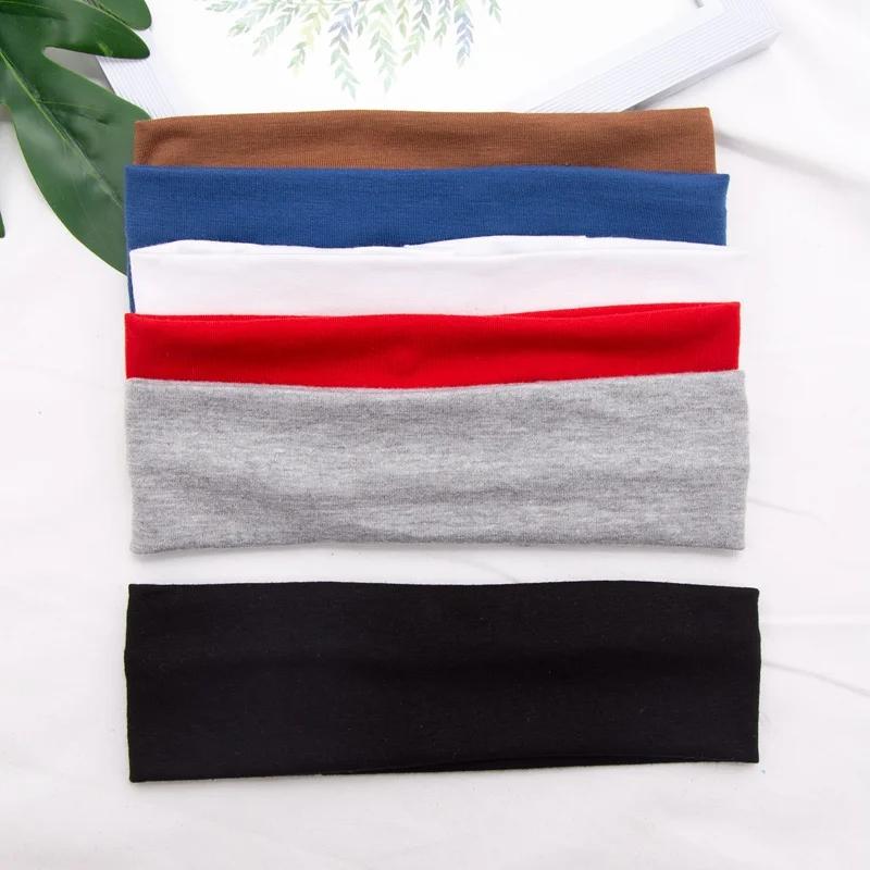 Bandeau élastique en coton, bandeaux à la mode pour femmes et hommes, solide, course à pied, Fitness