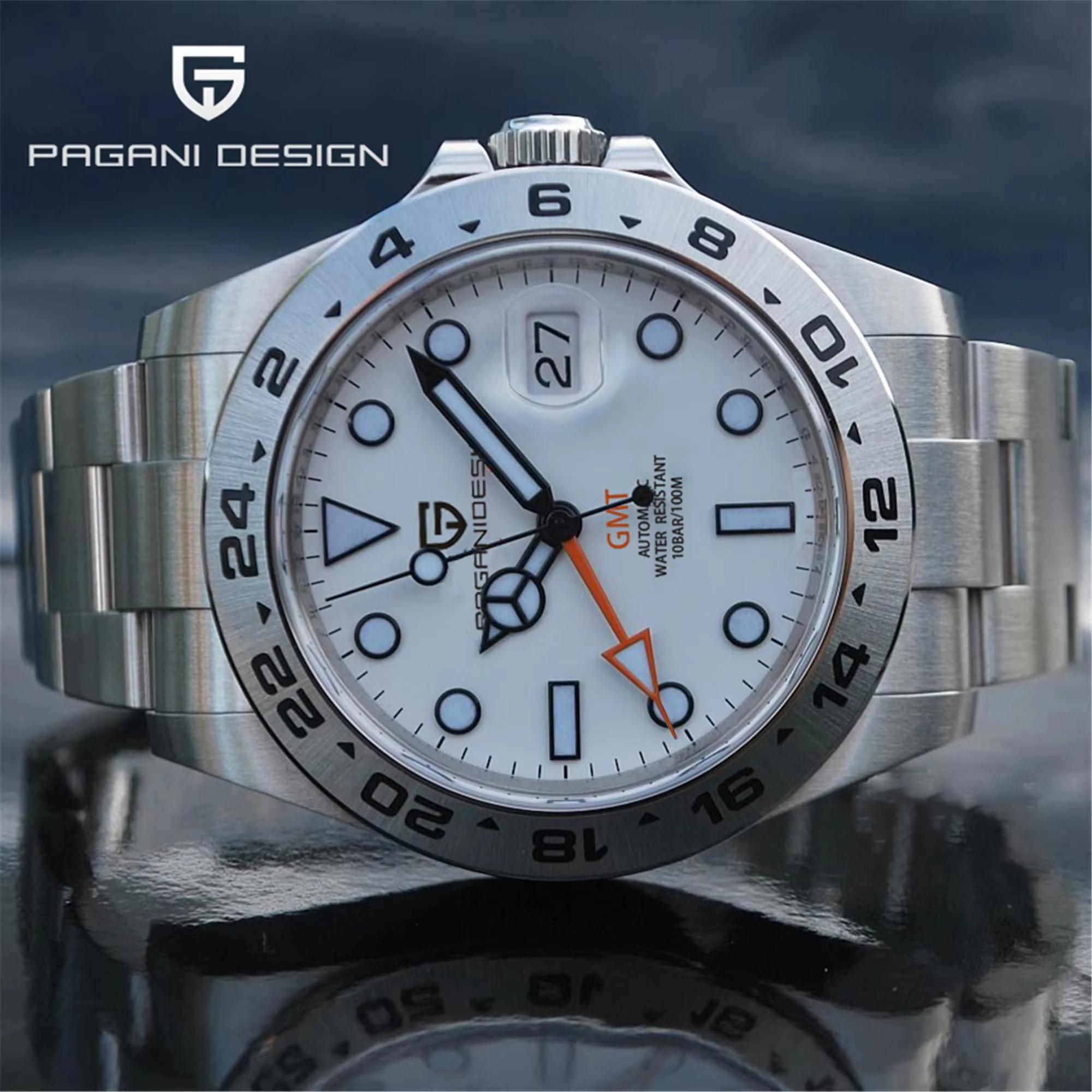 Montre pour homme PAGANI DESIGN Vintage 42MM GMT PD1682, montre mécanique automatique, saphir, acier