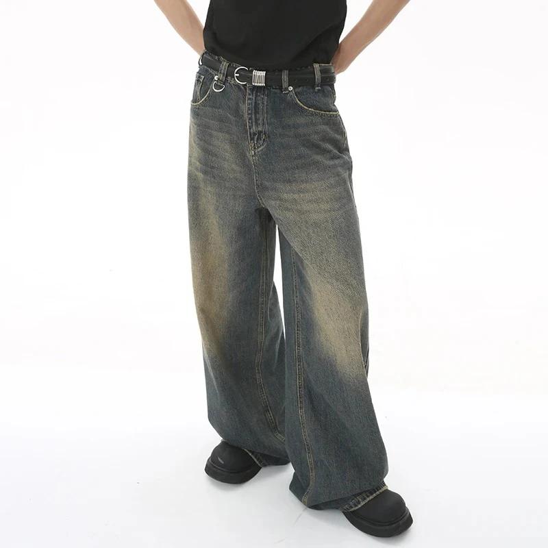 Nouveaux hommes Baggy jambe droite jambe large jean homme mode Vintage lavage pantalon Denim décontr