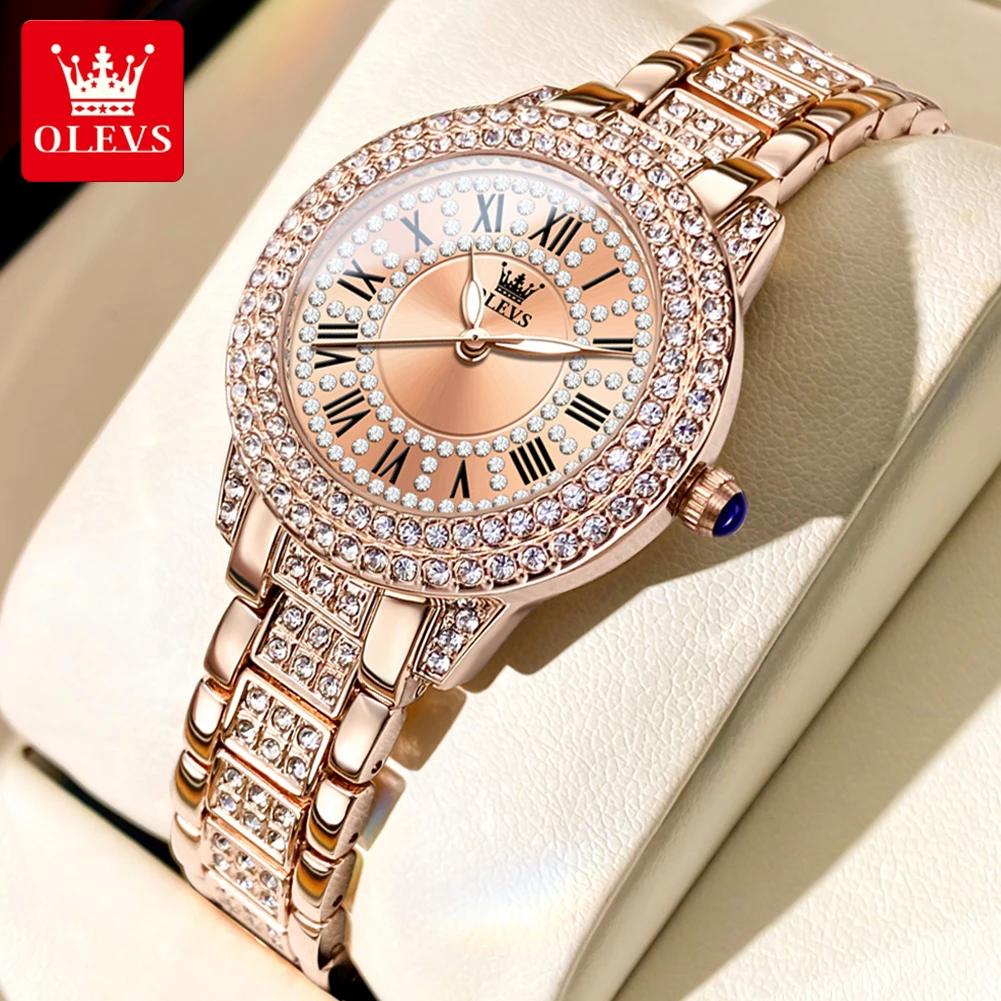 OLEVS – montre-bracelet à Quartz pour femmes, mode originale, cadran romain, diamant éblouissant, ét