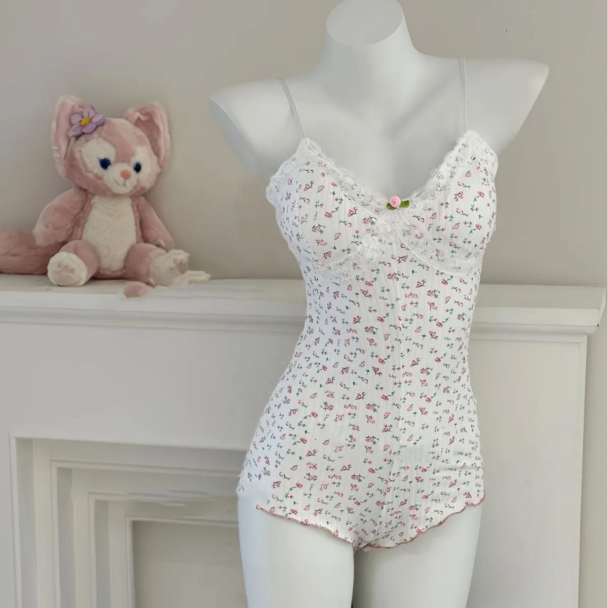 Onesie-Pyjamas floraux mignons pour femmes, ensemble de pyjamas PJ, CoAdvantages, Esthétique