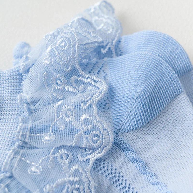 5 paires de chaussettes à volants en dentelle pour filles, en coton, respirantes, confortables, ador