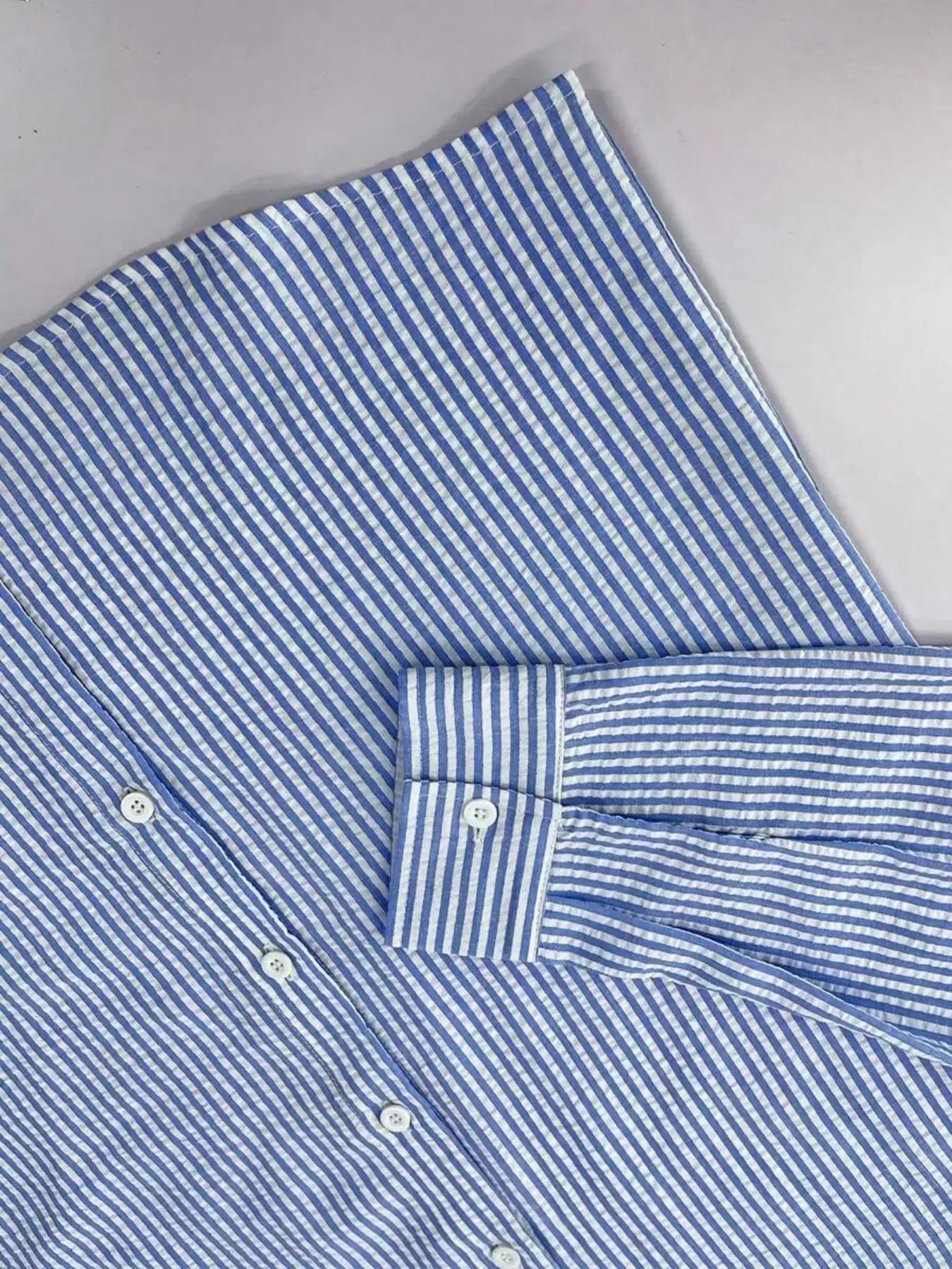 Chemise à manches longues rayée pour homme, coupe ample, élégante, confortable, décontractée, pour t
