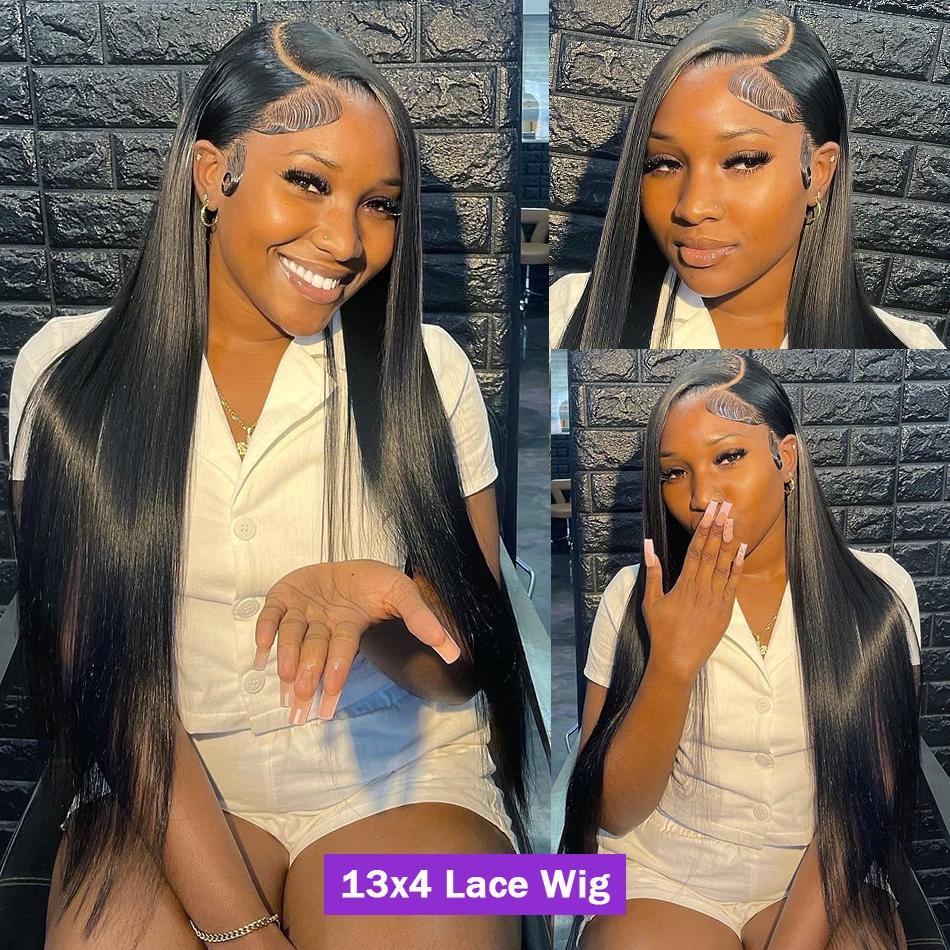 Perruque Full Lace Wig sans colle brésilienne naturelle, cheveux lisses, 13x6, 13x4, 360 de densité,