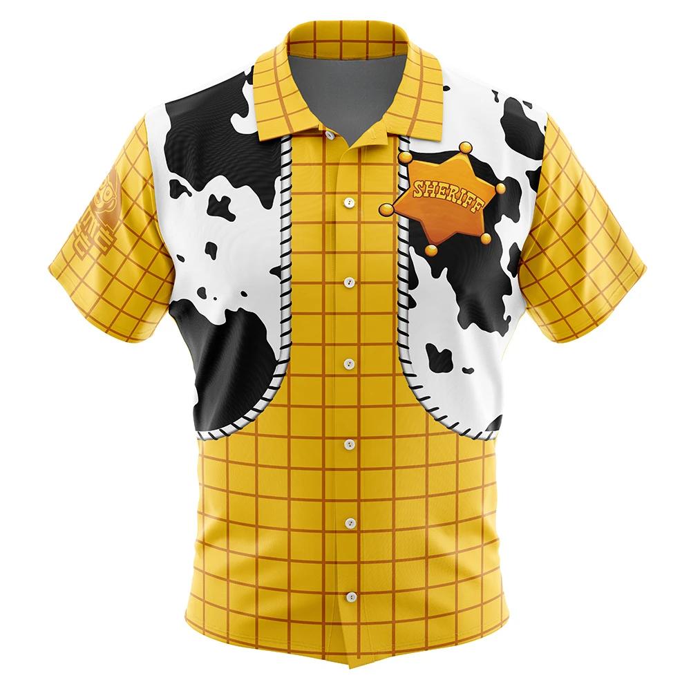 Chemise hawaïenne à boutons Woody Toy Story pour hommes, tendance de la mode, respirant, polyvalent,