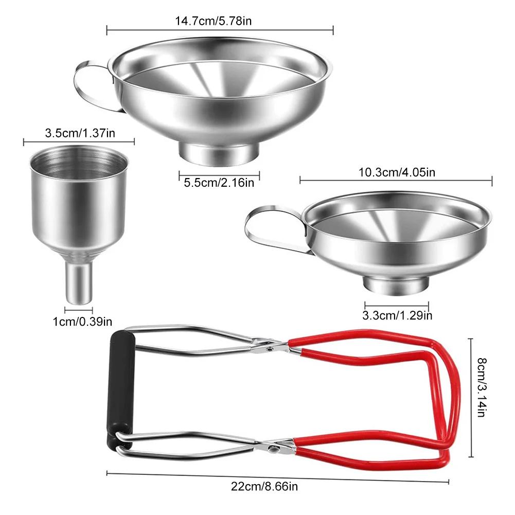 Entonnoir de mise en conserve avec poignée, 4 pièces, lève-pot de conserve en acier inoxydable, ento