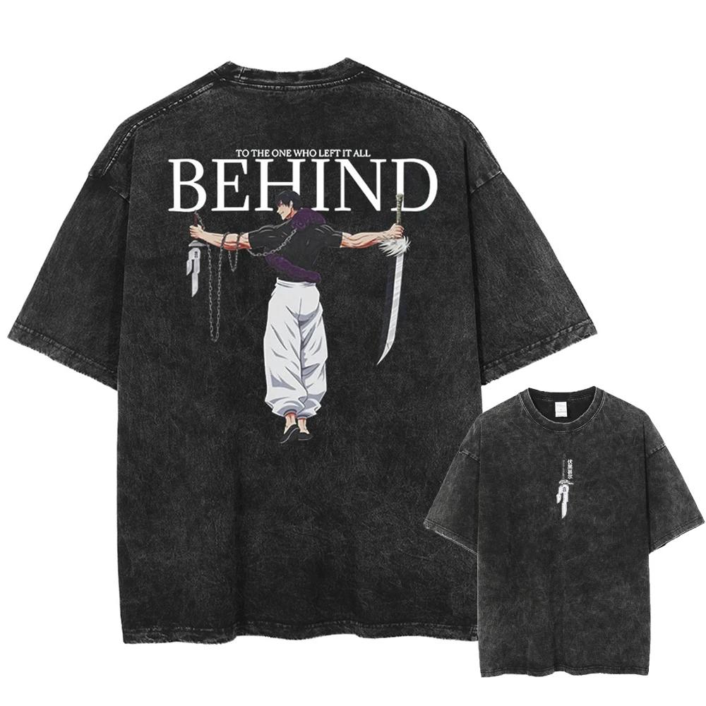 T-shirt imprimé Anime Jujutsu Kaisen Fushiguro Toji 2026 pour hommes et femmes, T-shirt délavé de ha