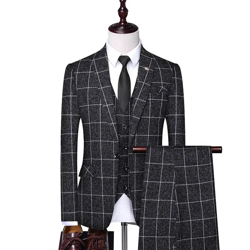 Costume (Blazer + gilet + pantalon) mode affaires décontracté Gentleman hommes Style italien élégant