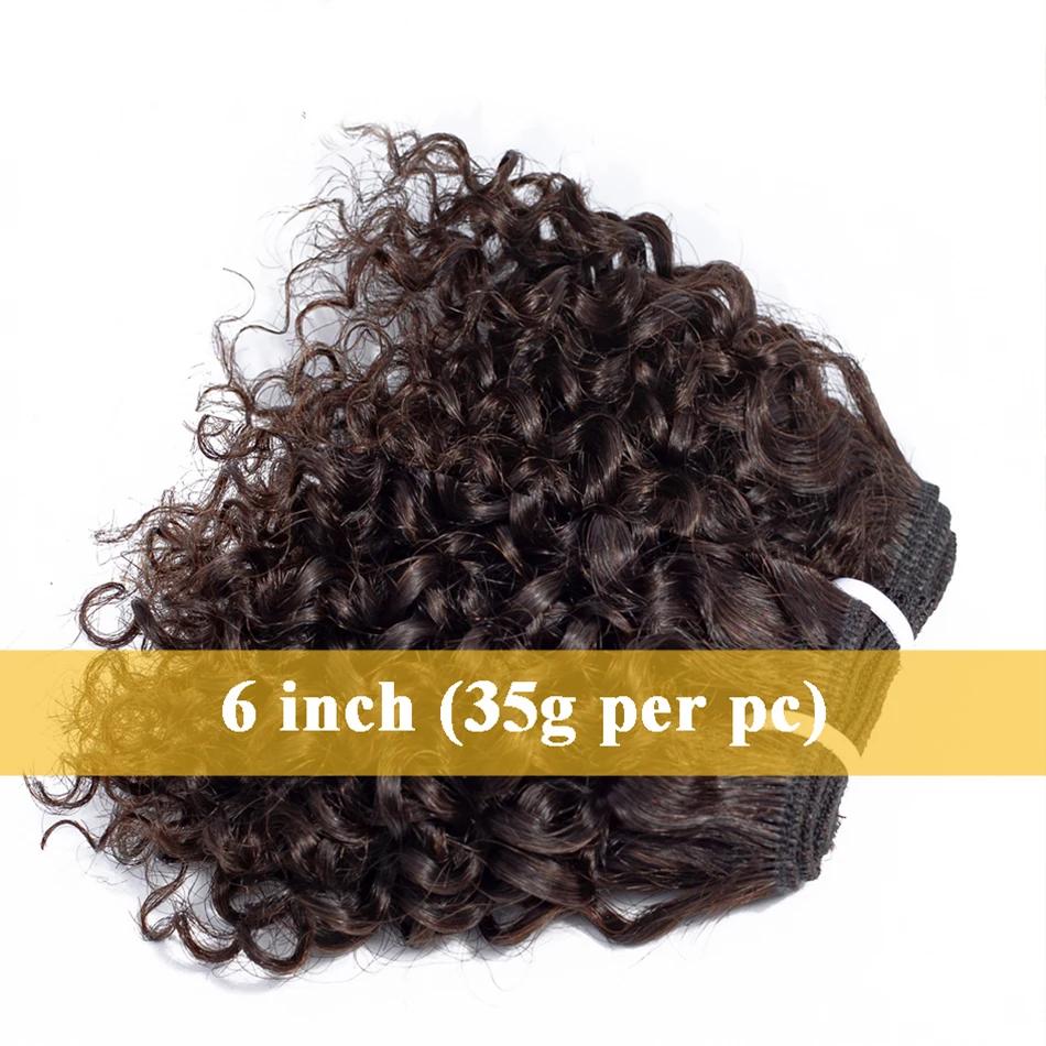 Paquets de cheveux bouclés rebondissants Double tirage indien 6 pouces coupe courte Remy Extensions 