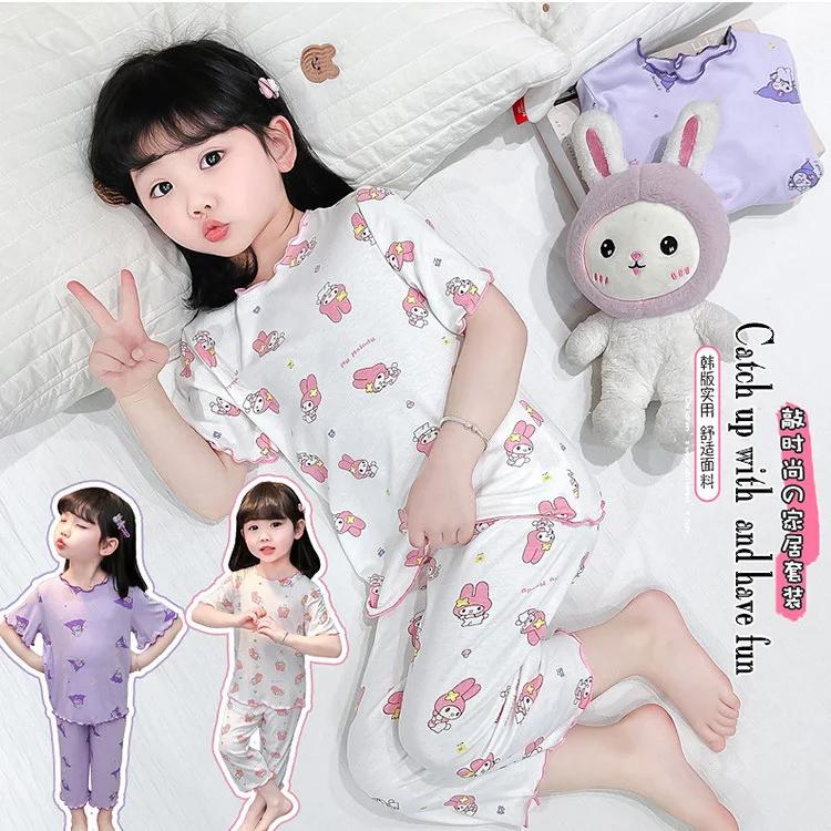 Sanrio – pyjama Kawaii pour filles, 2 pièces, ensembles de vêtements de détente Hello Kitty, vêtemen