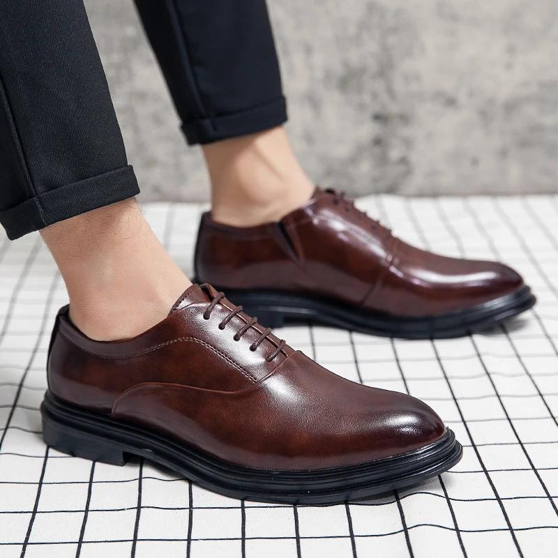 Classique Oxfords chaussures hommes rétro décontracté affaires chaussures en cuir Social pour hommes
