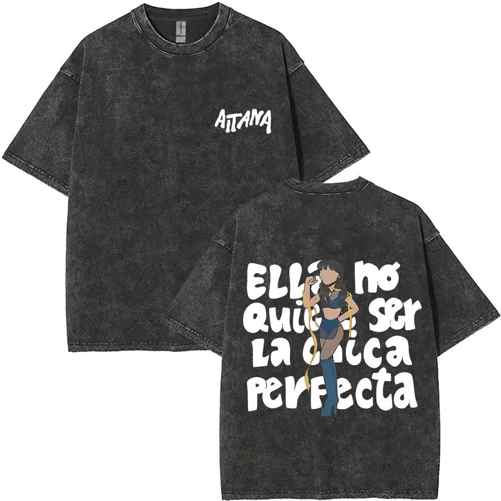 Lavé Vintage chanteur Aitana graphique T-shirt CUARTO bleu impression T-shirts hommes femmes mode Po