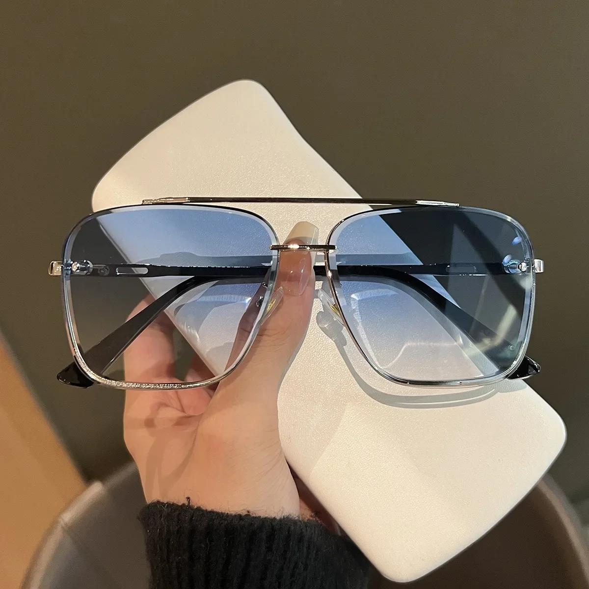 Lunettes de soleil Punk à grande monture en métal pour hommes et femmes, lunettes de conduite Cool, 