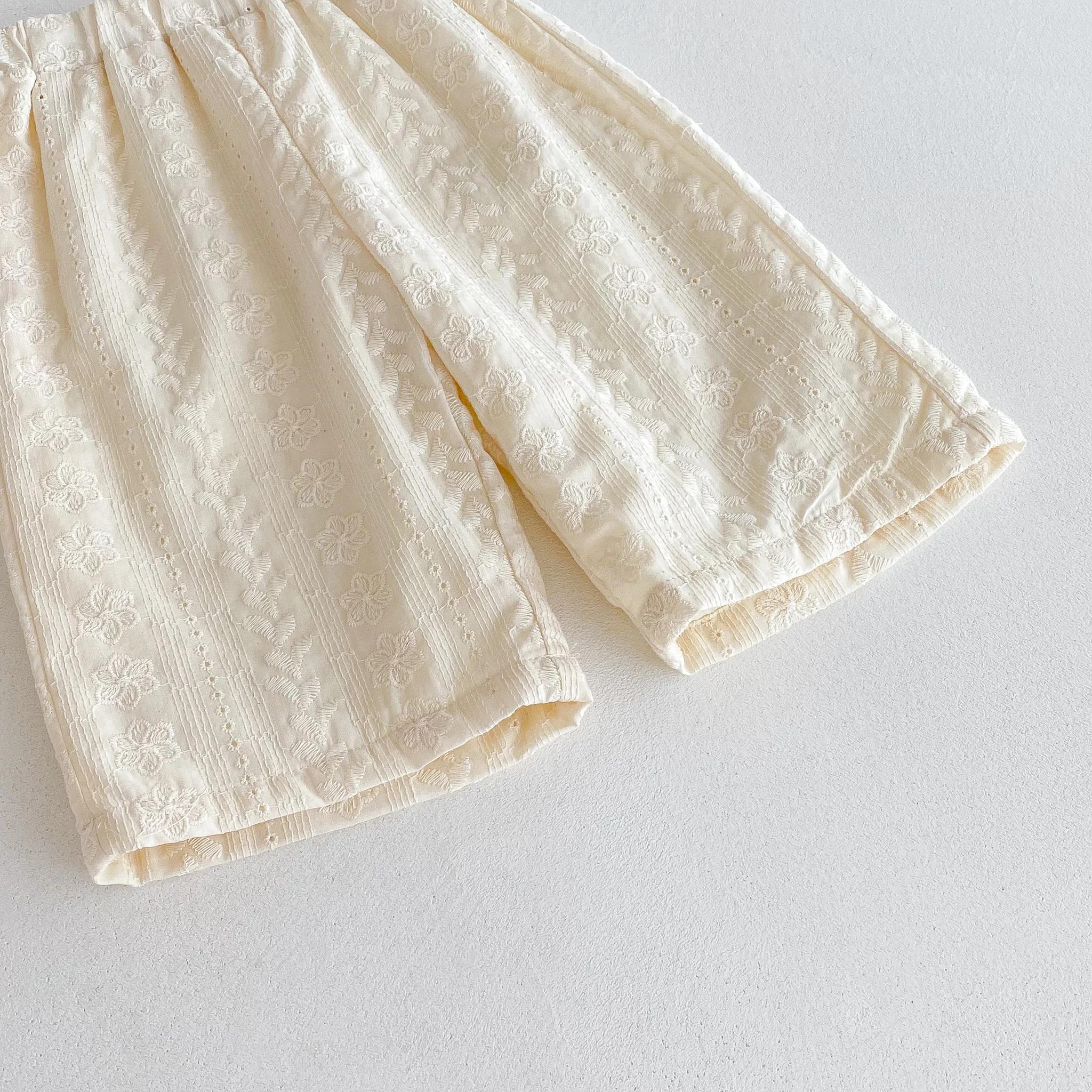 Haut à col en dentelle pour bébé fille, ensemble pantalon à jambes larges, haut à nœud pour fille d'