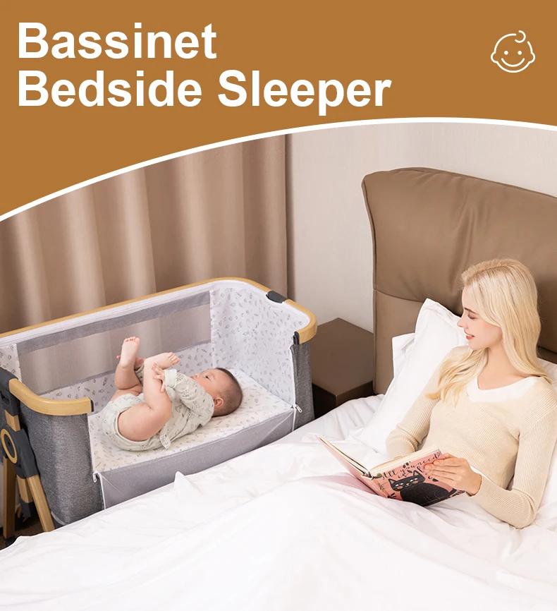 Lit bébé portable 3 en 1 pliable avec roues - Berceau vibrant réglable moustiquaire nouveau-né