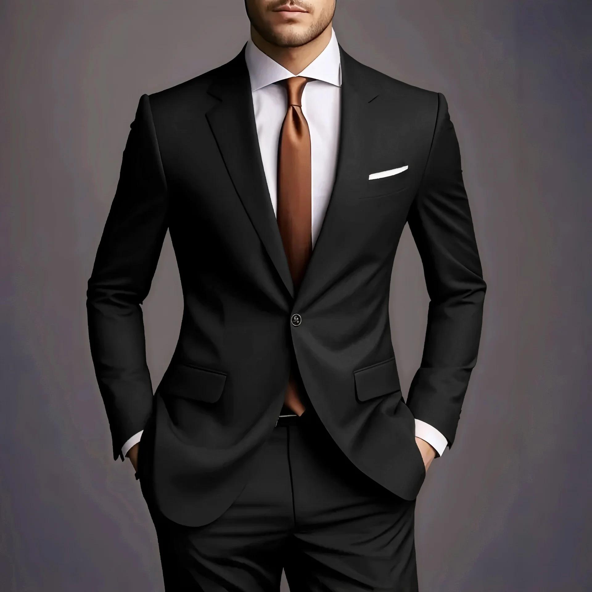Nouveauté 2026 : Costume de Luxe Élégant pour Homme, Ensemble 2 Pièces, Style Coréen Tendance, Coupe