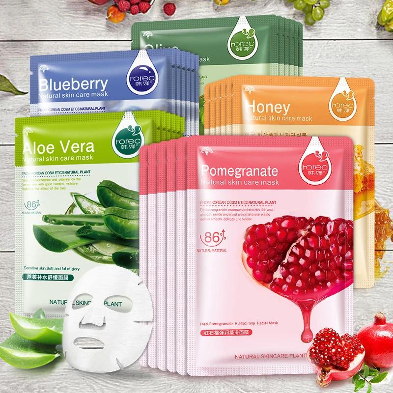 30 pièces Fruits frais masques faciaux soins de la peau du visage hydratant raffermissant hydratant 