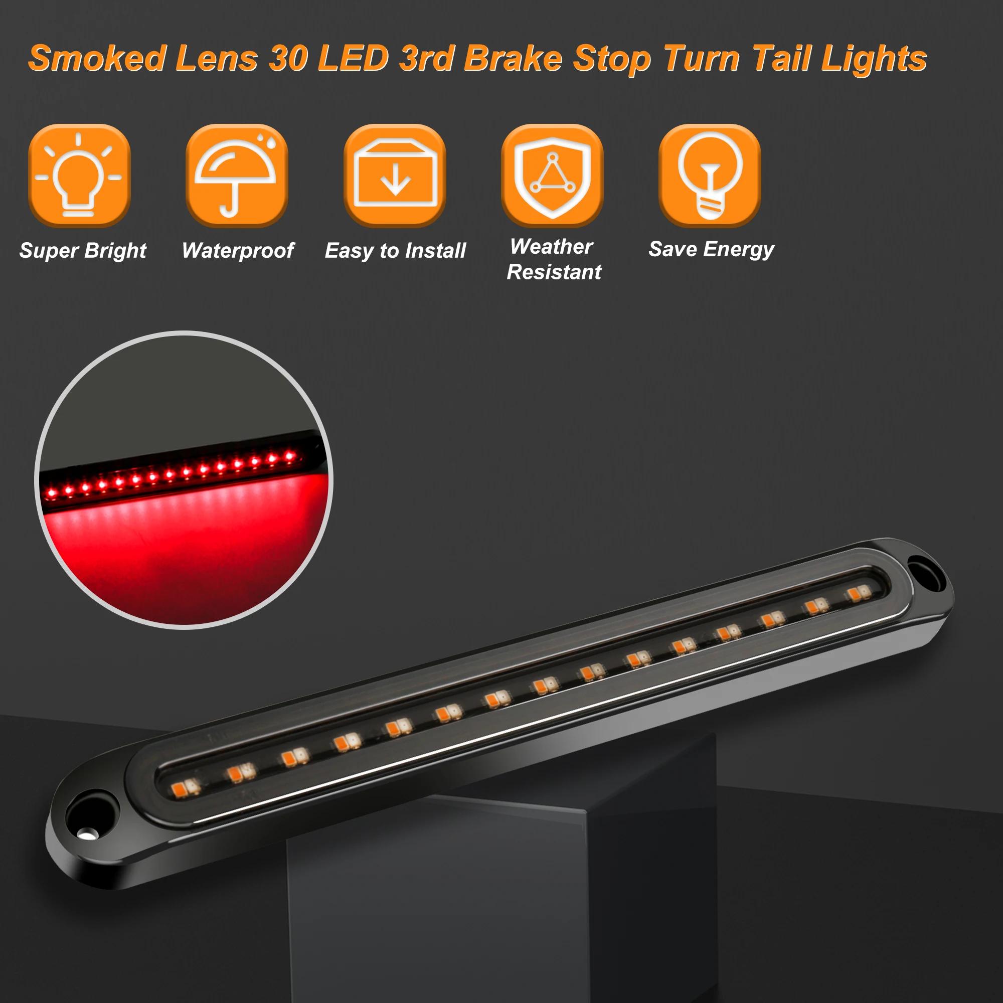Barre lumineuse arrière LED pour remorque, 10 pouces, 2 pièces, clignotant d'arrêt de frein, bande s