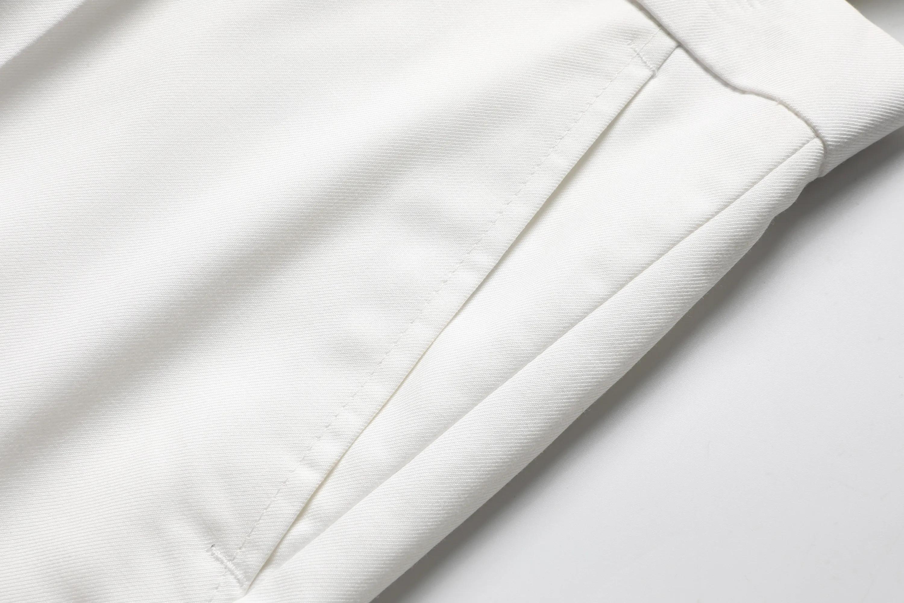 Costume blanc trois pièces pour hommes, Anti-rides, sans fer, costume formel d'affaires en fourrure 