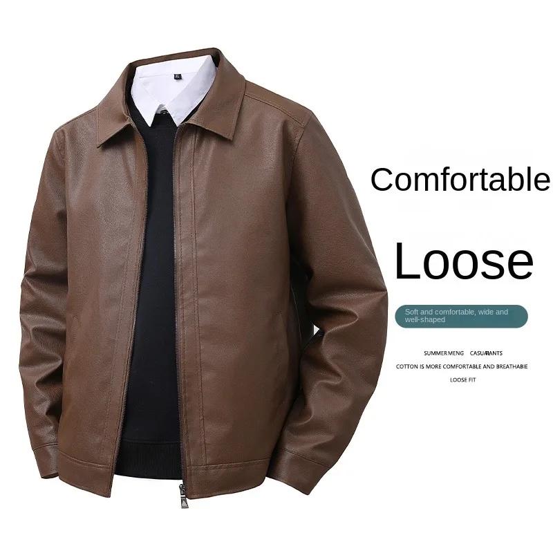 2025 nouvelle veste en cuir hommes printemps coupe ajustée revers veste décontractée hommes haut cou