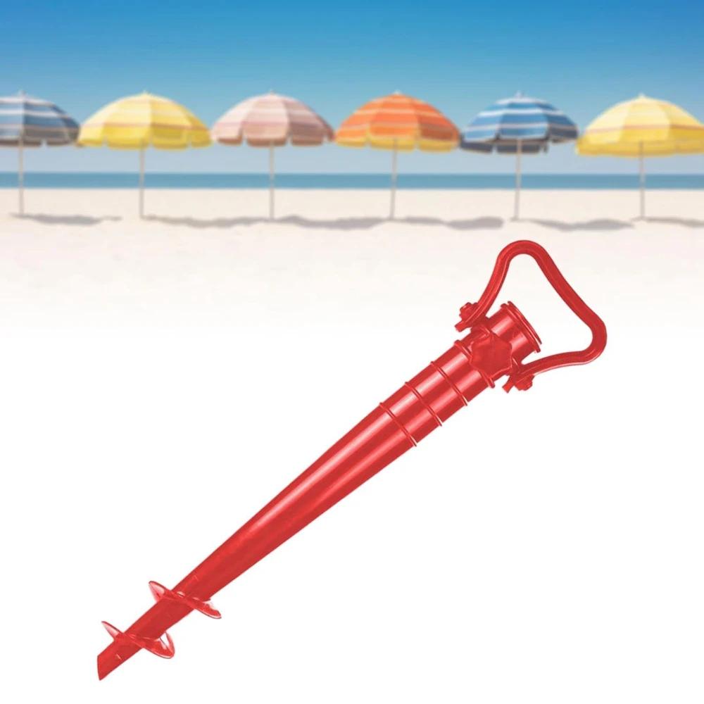 Injecteur de parapluie de plage rouge, vis en spirale, support de parapluie solaire de jardin extéri