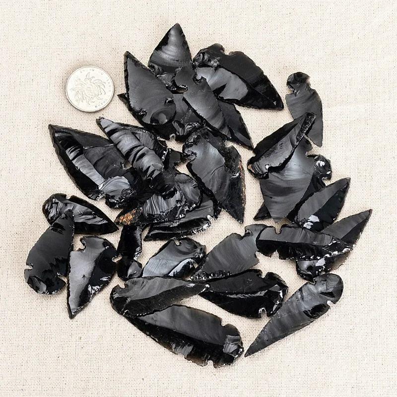 Quartz obsidienne en forme de flèche naturelle, 3 pièces, cristal d'esprit maléfique, décoration de 
