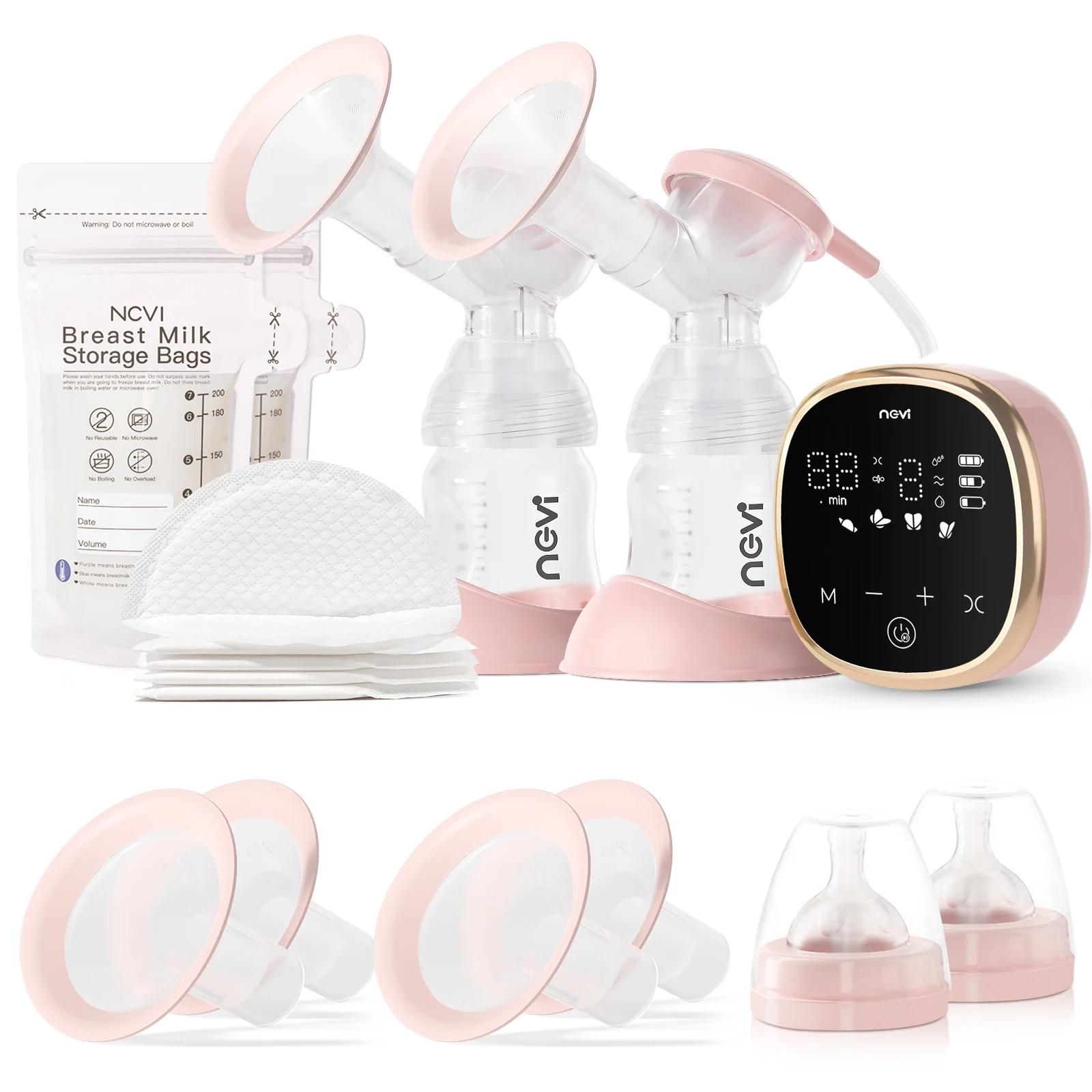Tire-lait électrique double NCVI, tire-lait électrique portable avec 4 modes et 9 niveaux, écran LED