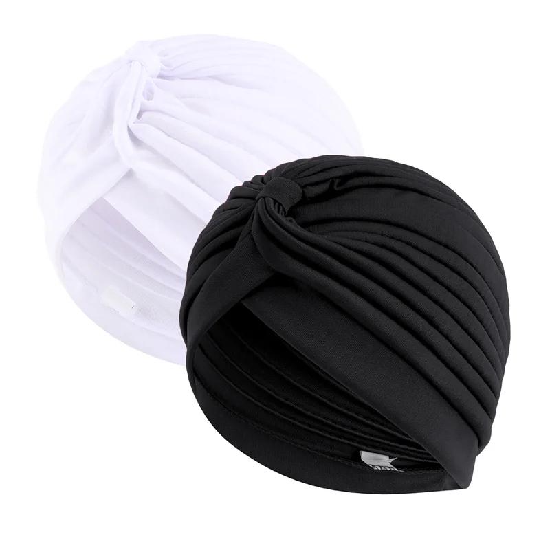 2 pièces/lot Turban extensible tête bonnet couverture torsadé plissé bandeau couleurs assorties couv