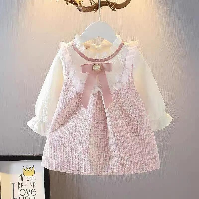 Jupe à manches longues pour filles, jolie robe ample, vêtements d'extérieur, nouveau Style coréen, v