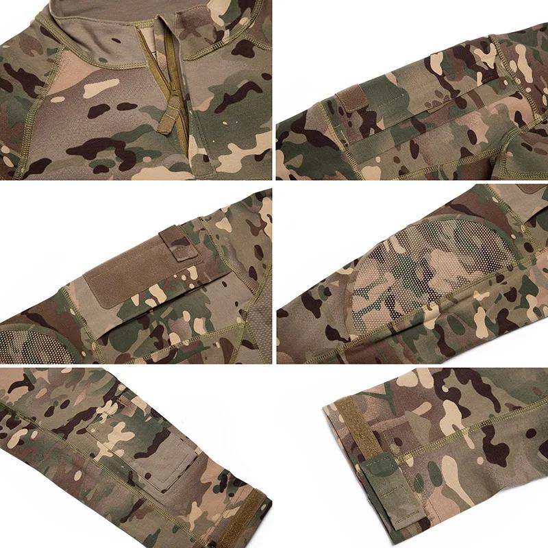 Chemise de Combat tactique de Camouflage pour hommes, en coton extensible, uniforme à fermeture écla