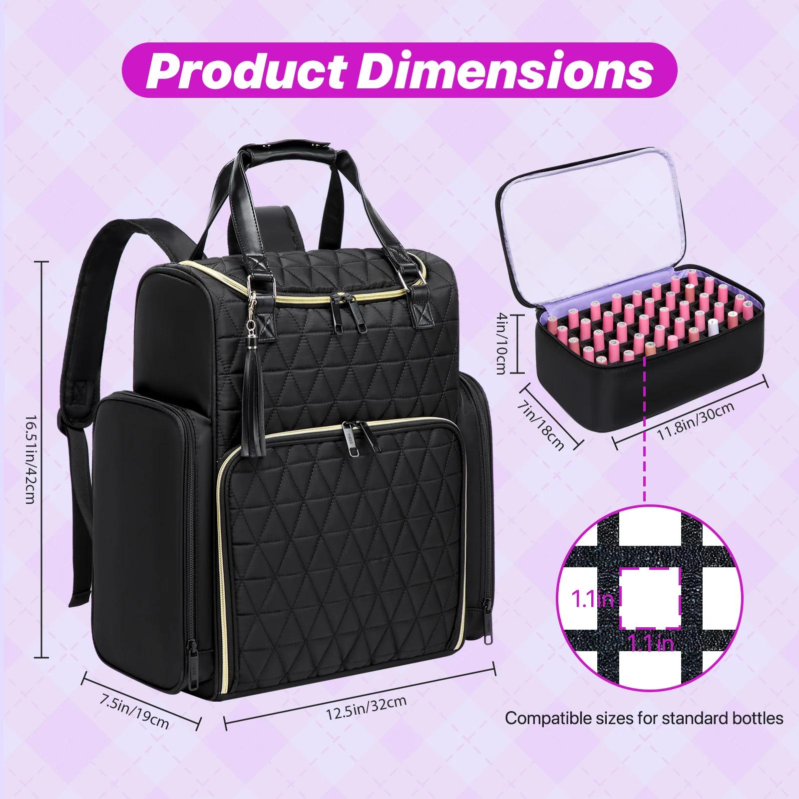 Sac à dos organisateur de vernis à ongles, multi-compartiments, pour accessoires de manucure, outils