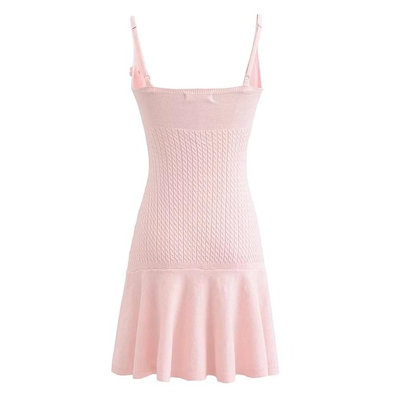 YENKYE-Mini robe en tricot à col en V pour femmes, appliques florales, mince, élégante, sexy, ligne 