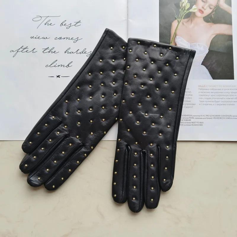 Nouveaux gants d'hiver en peau de mouton pour femmes avec écran tactile et gants en cuir véritable d