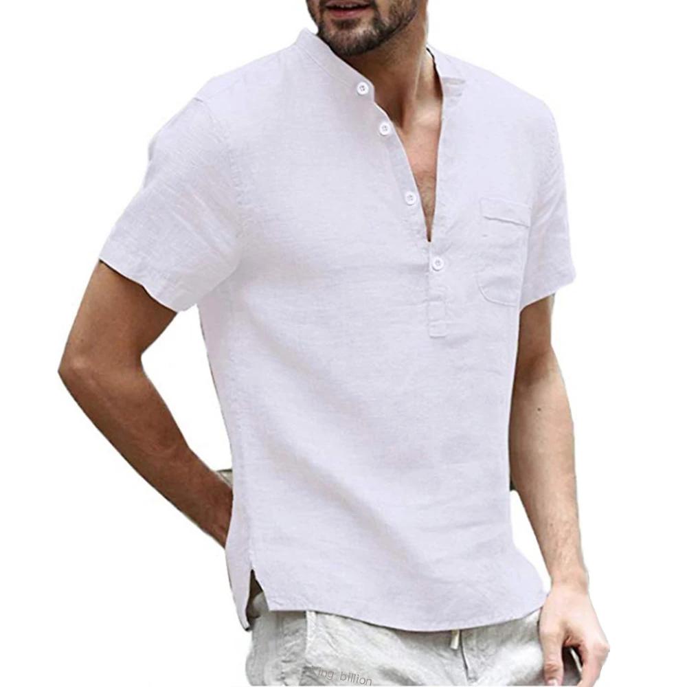Été nouveau T-shirt à manches courtes pour hommes coton et lin Led décontracté hommes T-shirt chemis