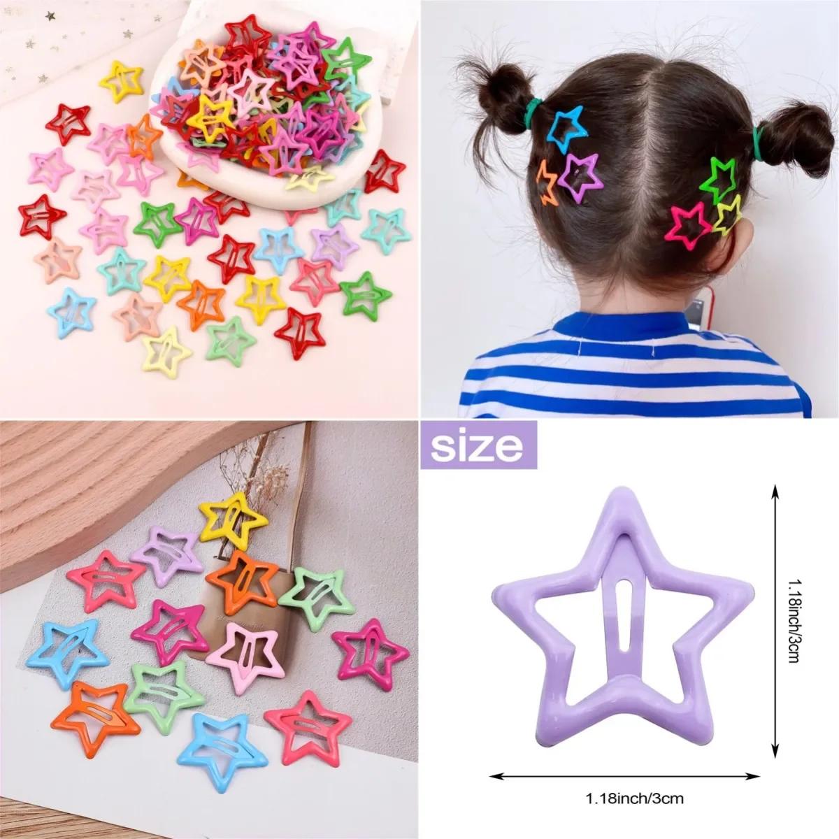 Pinces à cheveux étoile colorée aléatoire BB, 30/60/90 pièces, Barrettes étoiles mignonnes, Clip à p