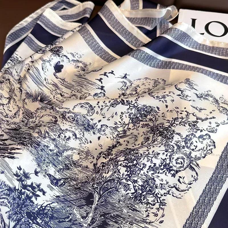 2025 printemps et automne nouveau 100% écharpe en Polyester femmes 70 cm imprimé carré écharpe en pl
