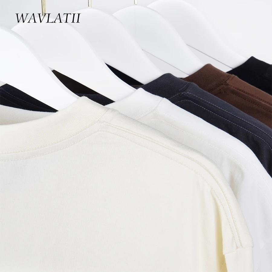 WAVLATII surdimensionné été t-shirts pour femmes hommes marron décontracté femme coréen Streetwear t