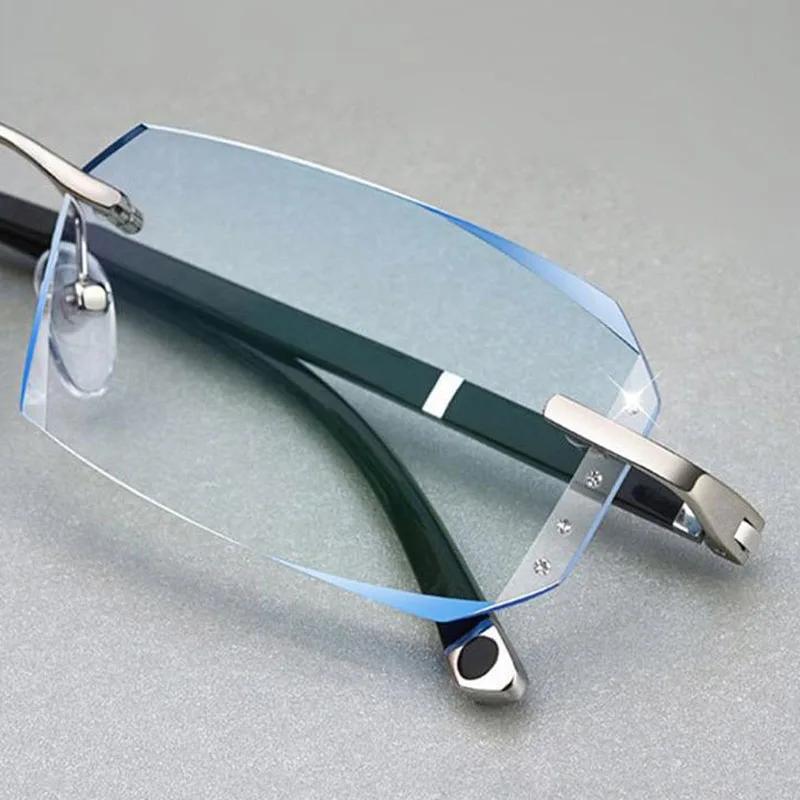 Lunettes de lecture élégantes sans cadre Anti-lumière bleue pour hommes lunettes de lecture d'affair