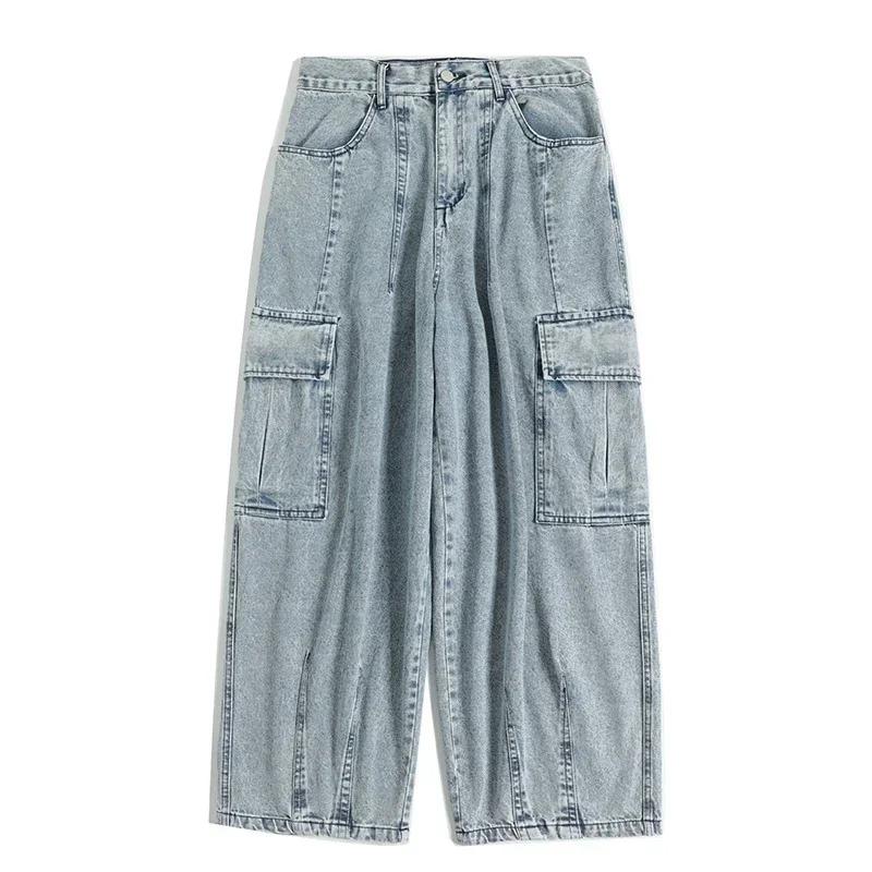 Jean Baggy surdimensionné pour hommes, pantalon Cargo coréen noir large, Streetwear Hip Hop Harajuku